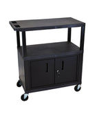 Luxor Black EC38C-B 18x32 Cart W/ 3 Shelves and Cabinet