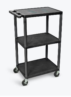 Luxor Black Endura 3 Shelf A/V Cart