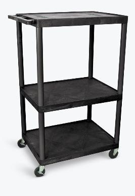 Luxor Black Endura 3 Shelf A/V Cart