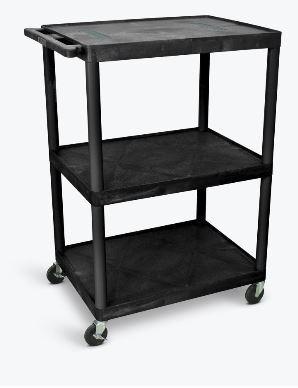 Luxor Black Endura 3 Shelf Cart