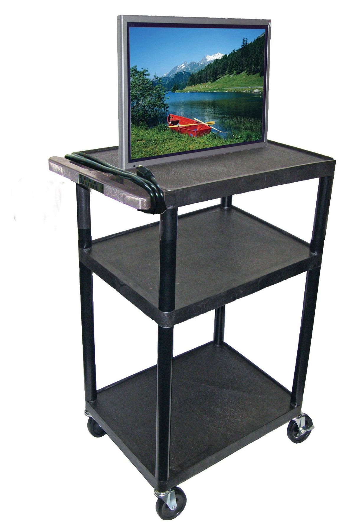 Luxor Black Endura 3 Shelf Presentation Cart 54 1/4’’H