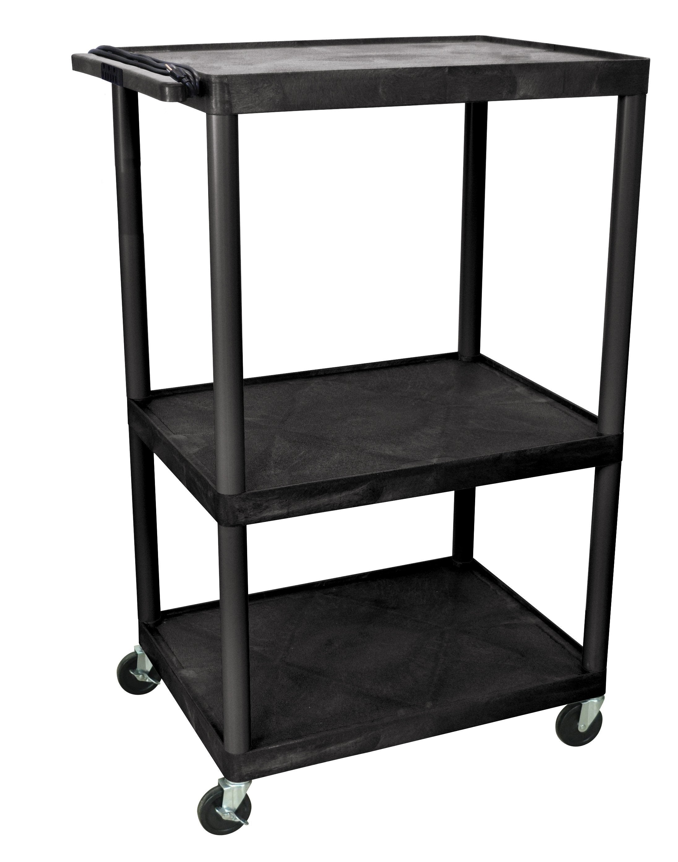 Luxor Black Endura 3 Shelf Presentation Cart 54 1/4’’H