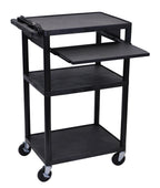 Luxor Black Endura 3 Shelf Presentation Cart with Pull