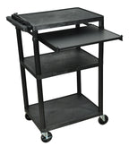 Luxor Black Endura 3 Shelf Presentation Cart with Pull