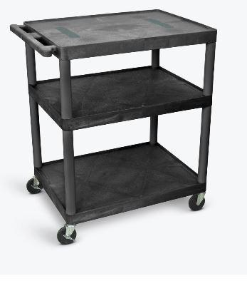 Luxor Black Endura Cart W/ 3 Shelves