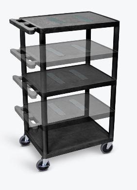 Luxor Black Endura Multi-Height 3 Shelf A/V Cart
