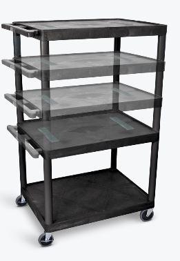 Luxor Black Endura Multi-Height 3 Shelf A/V Cart