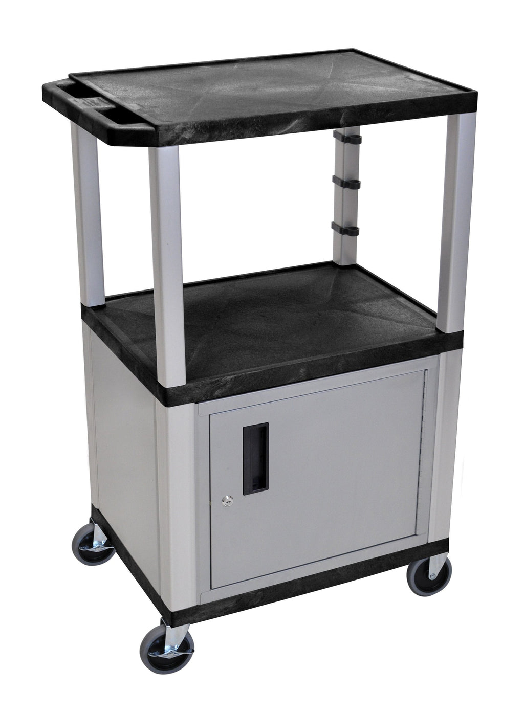 Luxor Black Tuffy 3 Shelf 42’’ AV Cart w/ Electric