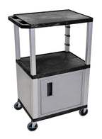 Luxor Black Tuffy 3 Shelf 42’’ AV Cart w/ Electric