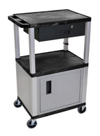 Luxor Black Tuffy 3 Shelf 42’’ AV Cart w/ Electric