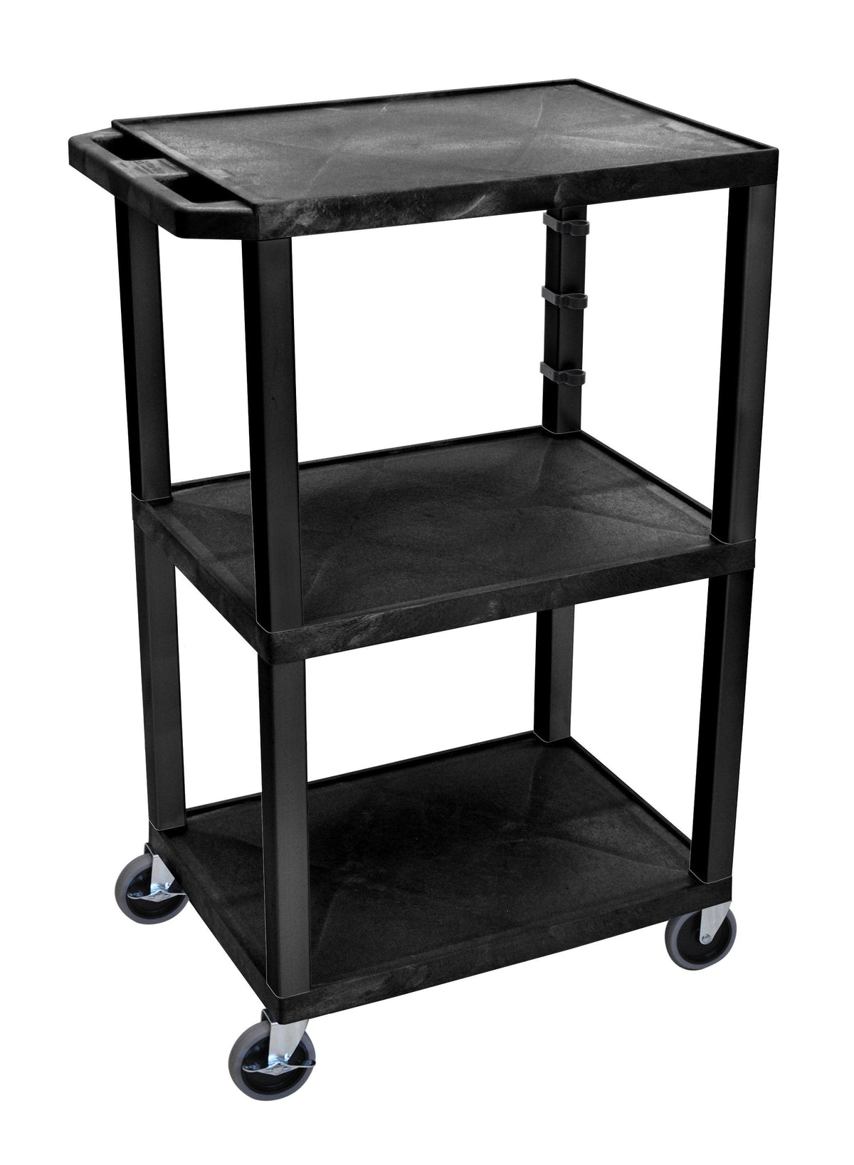 Luxor Black Tuffy 3 Shelf 42’’ AV Cart w/ Nickel Legs
