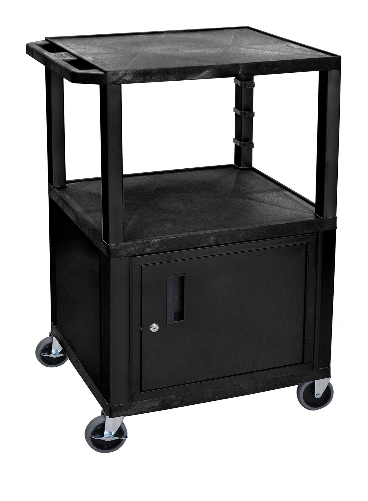 Luxor Black Tuffy 3 Shelf 42’’ AV Cart W/ Nickel Legs