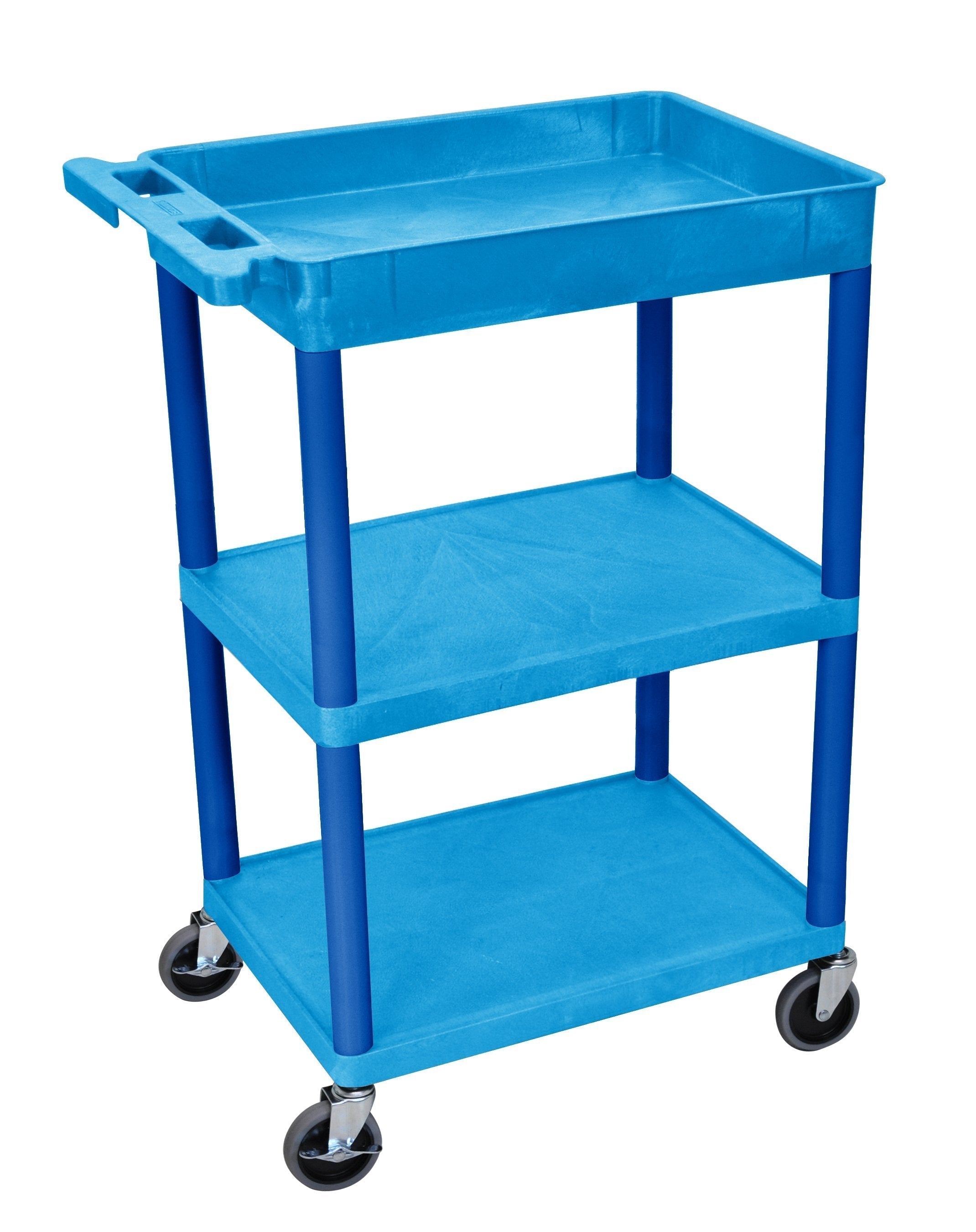 Luxor Blue 1 Tub Shelf and Two Flat Shelves Cart