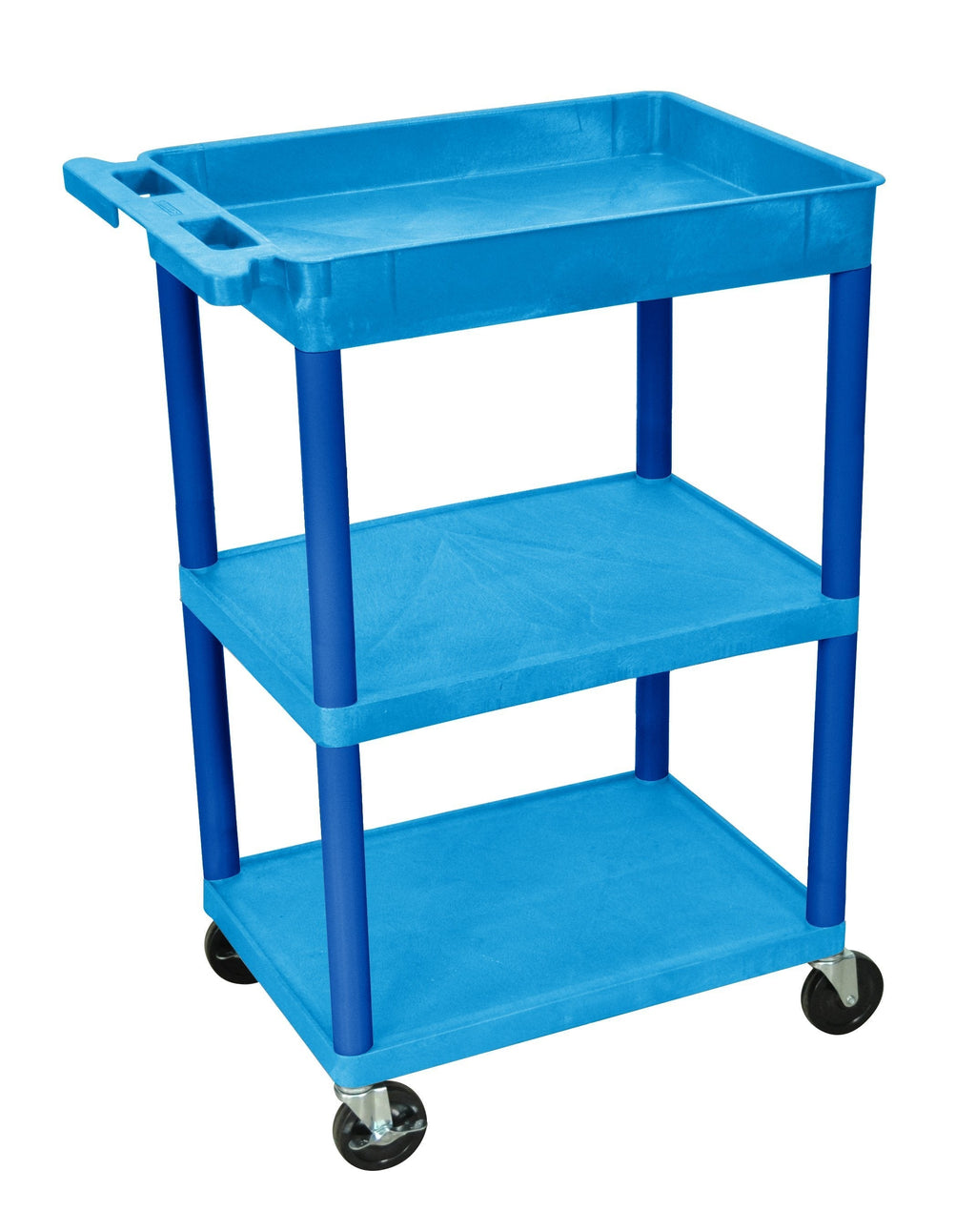 Luxor Blue 1 Tub Shelf and Two Flat Shelves Cart
