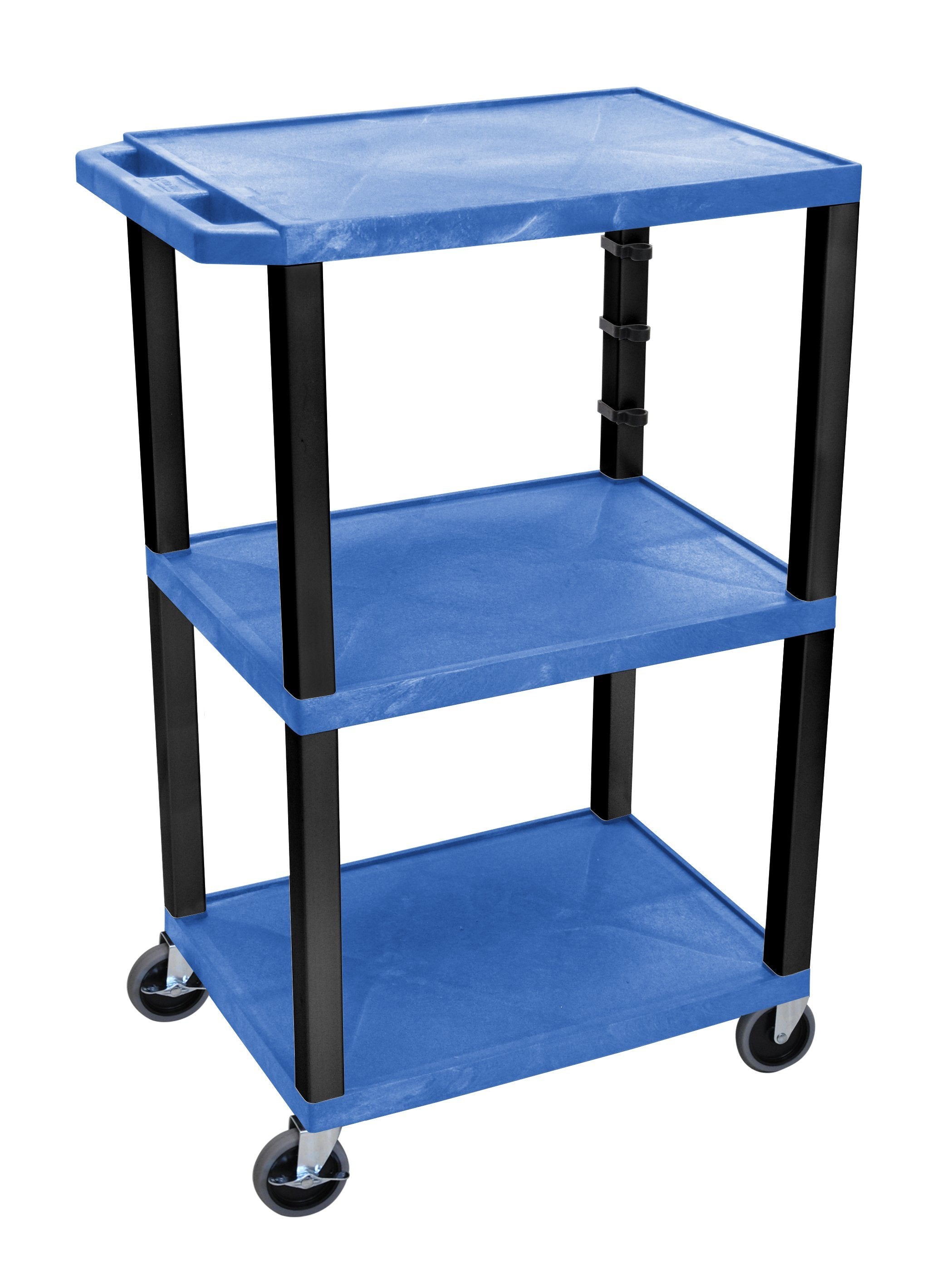 Luxor Blue Tuffy 3 Shelf 42’’ AV Cart w/ Nickel Legs &