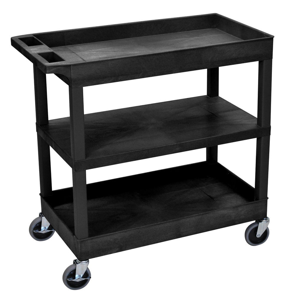 Luxor EC121 Black 18 x 32 Cart 2 Tub with 1 Flat Shelf