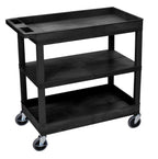 Luxor EC121 Black 18 x 32 Cart 2 Tub with 1 Flat Shelf