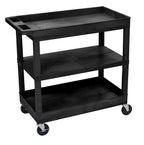 Luxor EC121 Black 18 x 32 Cart 2 Tub with 1 Flat Shelf