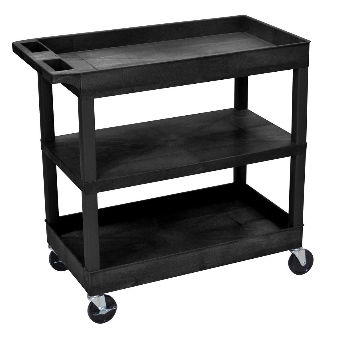 Luxor EC121 Black 18 x 32 Cart 2 Tub with 1 Flat Shelf