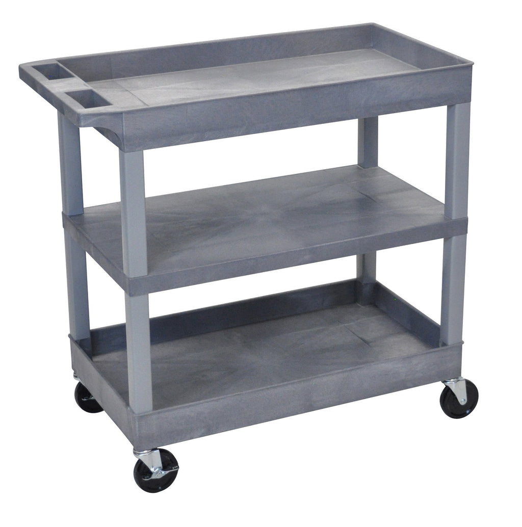 Luxor EC121 Gray 18x.32 Cart 2 Tub with 1 Flat Shelf