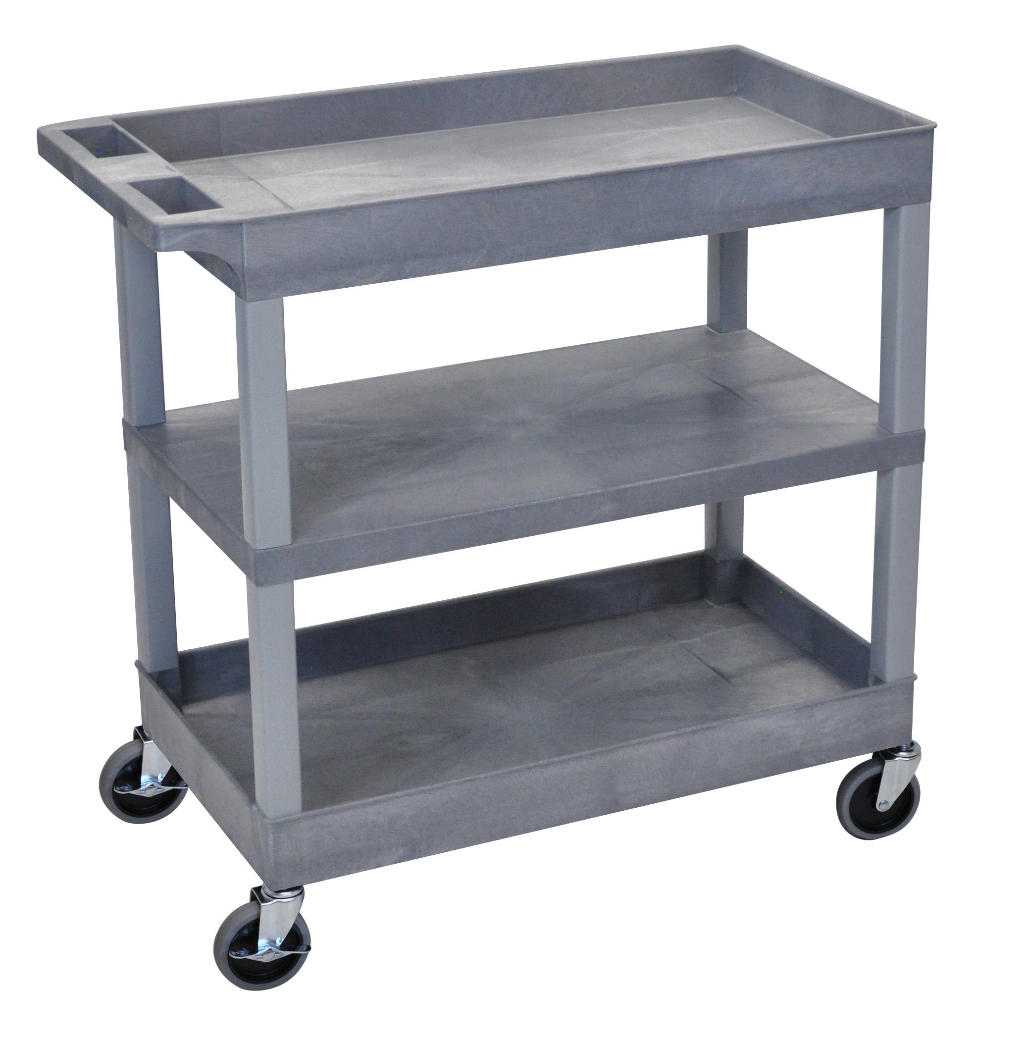 Luxor EC121 Gray 18x.32 Cart 2 Tub with 1 Flat Shelf