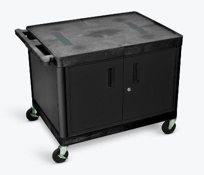 Luxor Endura A/V 2 Shelf Cart Black W/ Cabinet