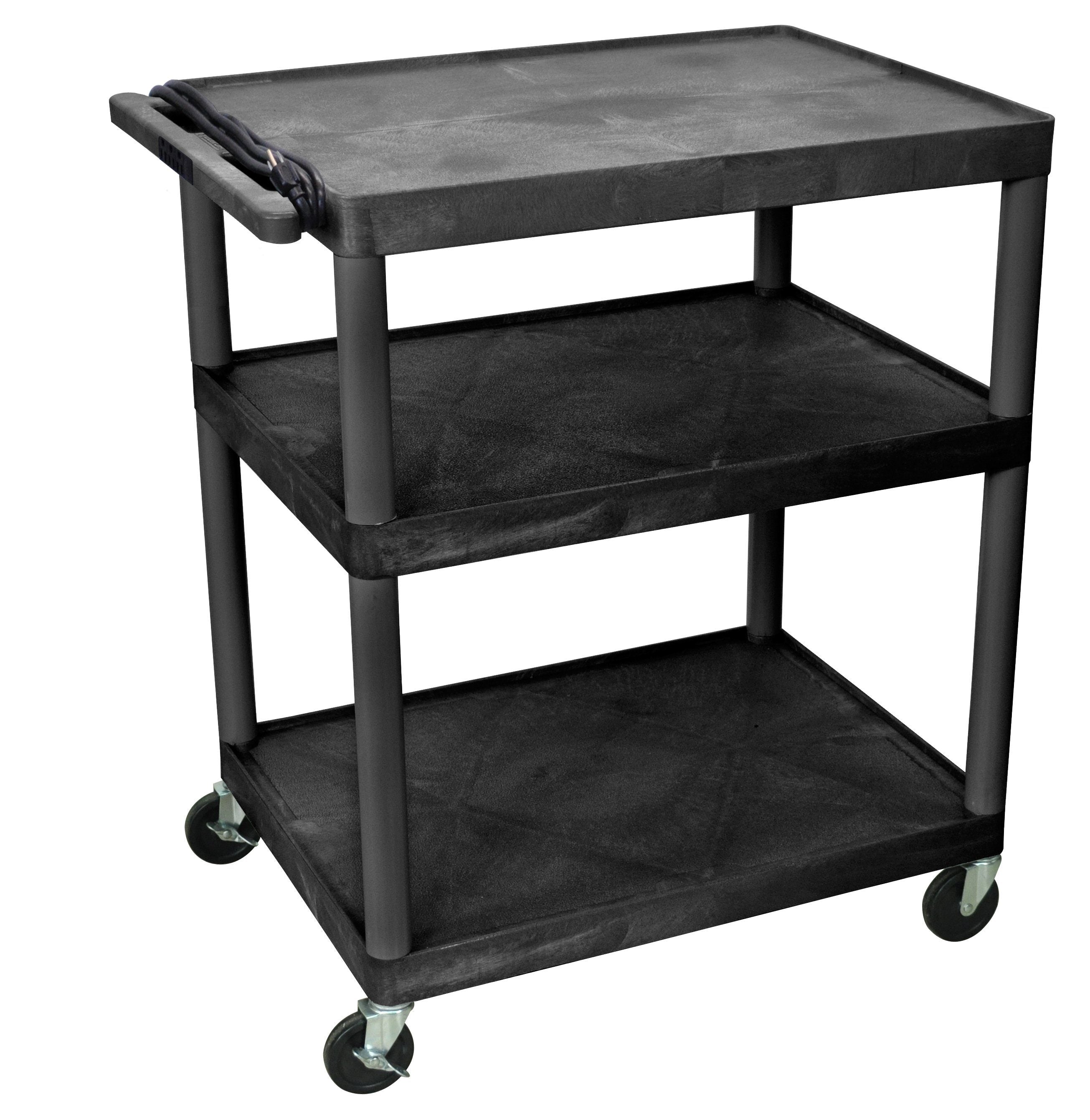 Luxor Endura Black 3 Shelf Presentation Cart 40 1/4’’H