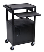 Luxor Endura Black 3 Shelf Presentation Cart W Cabinet &