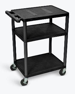 Luxor Endura Black A/V Cart W/ 3 Shelves