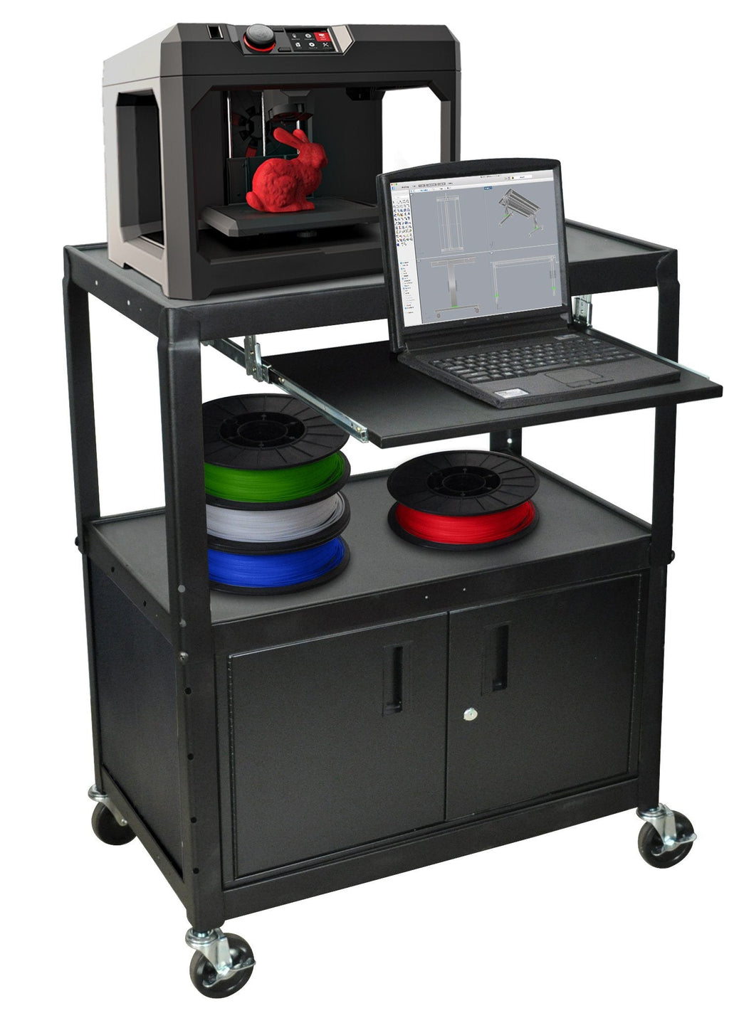 Luxor Extra Wide Adjustable Height A/V Cart W/ Keyboard