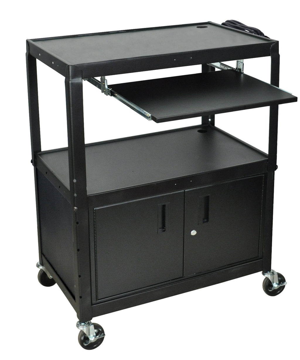 Luxor Extra Wide Adjustable Height A/V Cart W/ Keyboard