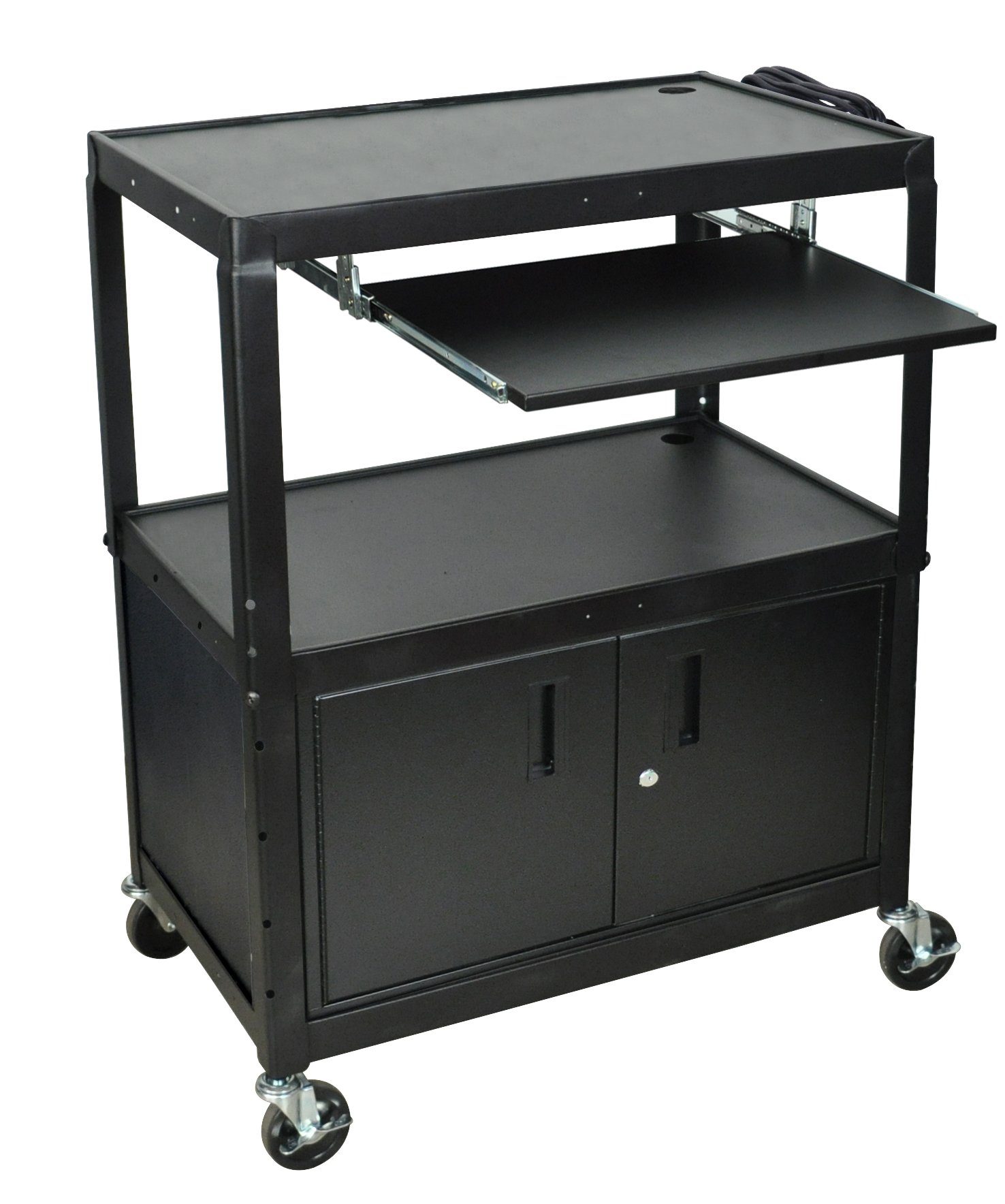 Luxor Extra Wide Adjustable Height A/V Cart W/ Keyboard
