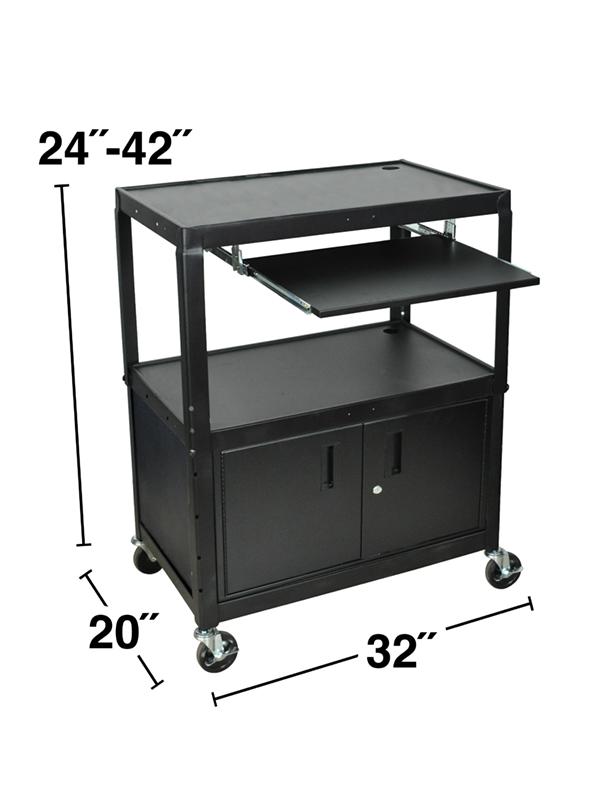 Luxor Extra Wide Adjustable Height A/V Cart W/ Keyboard
