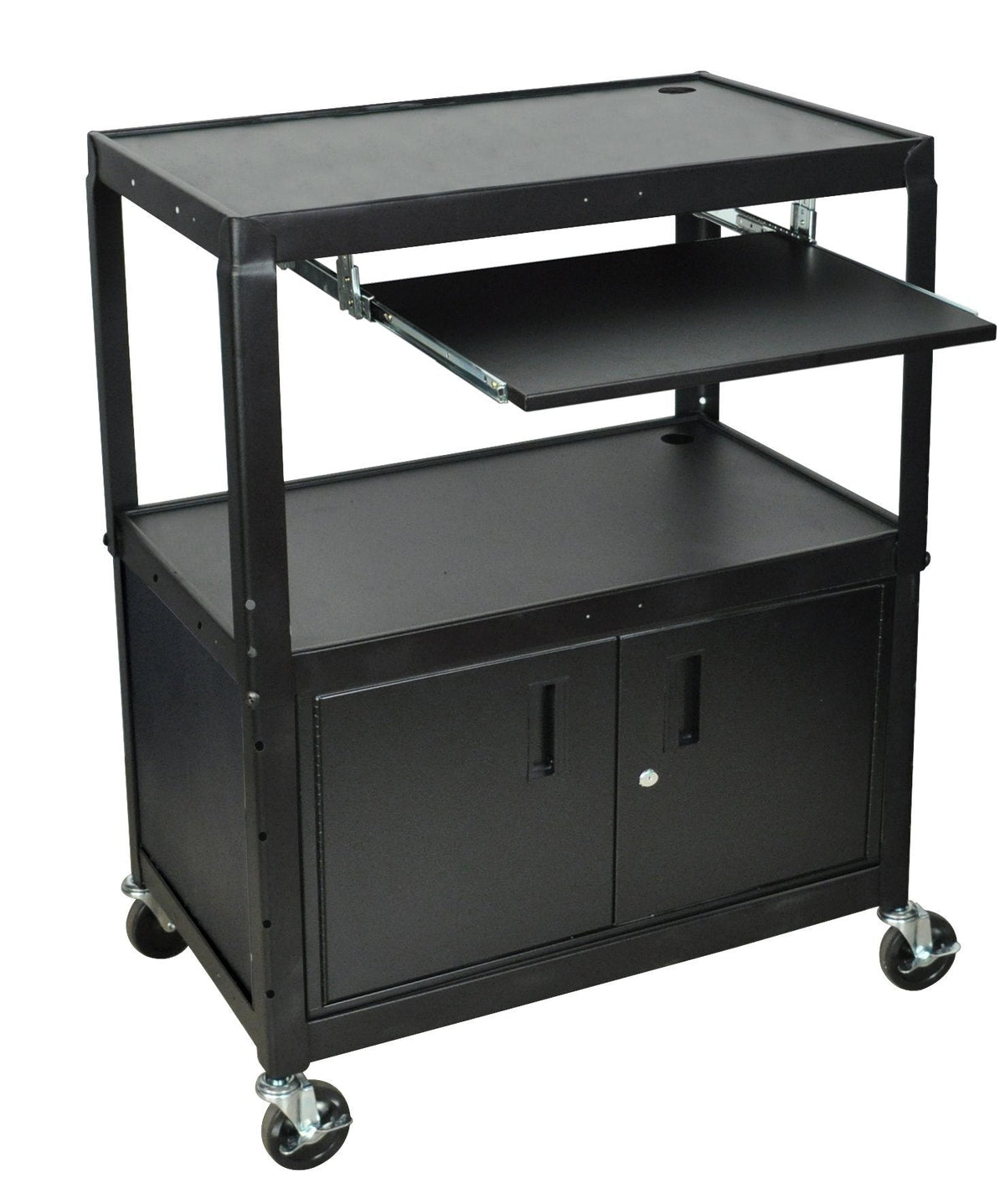 Luxor Extra Wide Adjustable Height A/V Cart W/ Keyboard