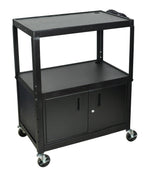 Luxor Extra Wide Steel Adjustable Height A/V Cart W/ Cabinet