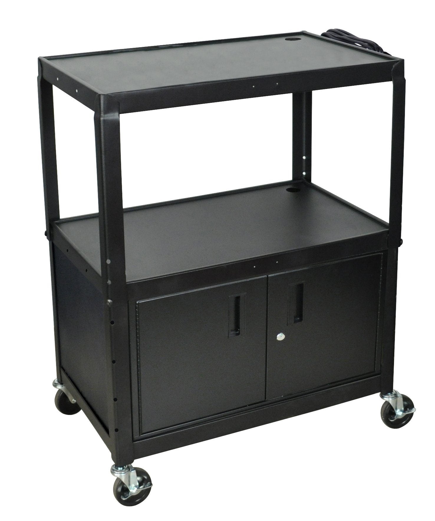 Luxor Extra Wide Steel Adjustable Height A/V Cart W/ Cabinet
