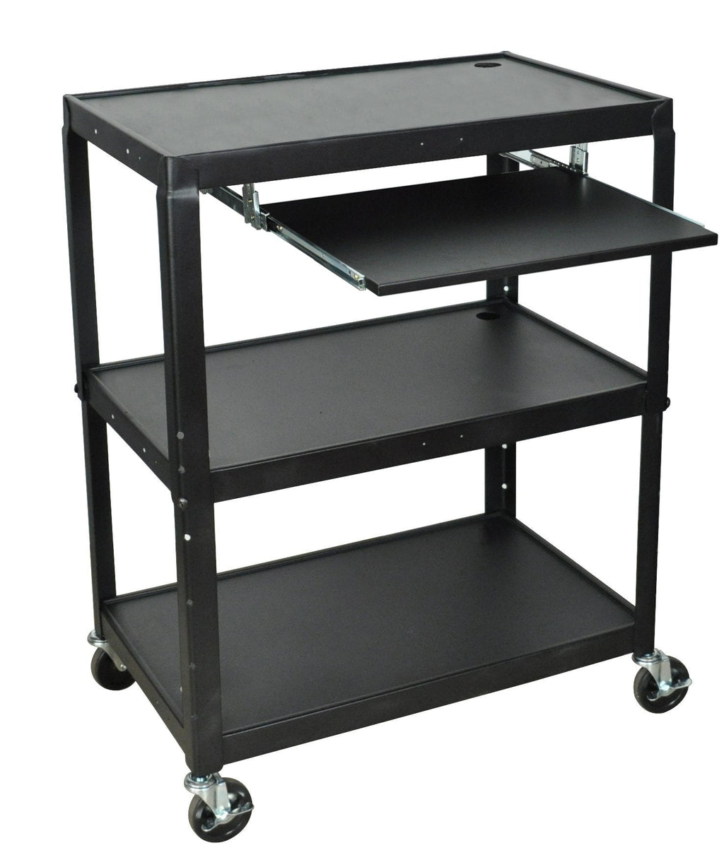 Luxor Extra Wide Steel Adjustable Height A/V Cart W/Pullout