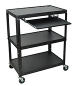 Luxor Extra Wide Steel Adjustable Height A/V Cart W/Pullout