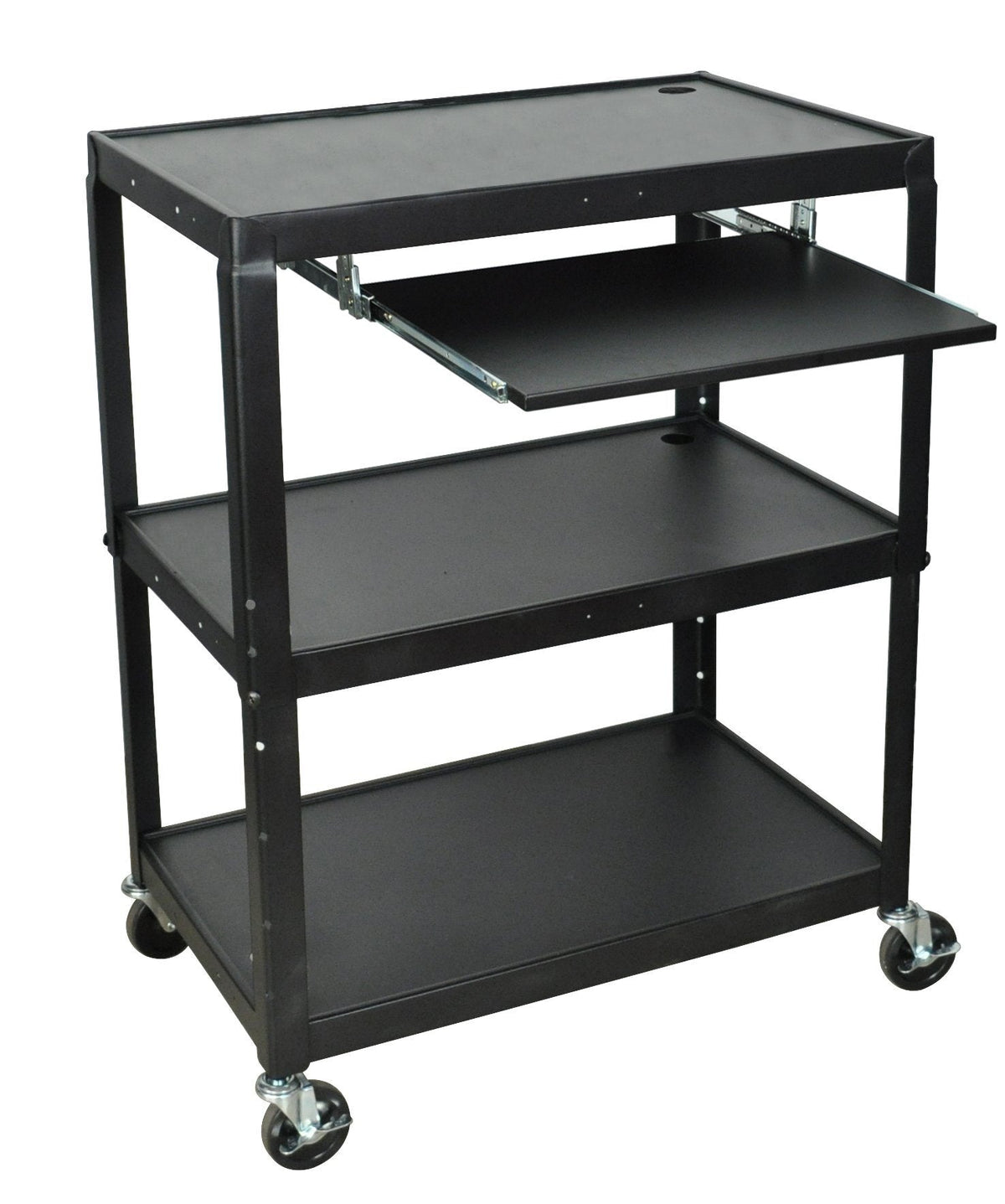 Luxor Extra Wide Steel Adjustable Height A/V Cart W/Pullout