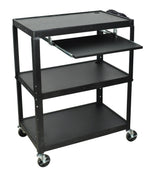 Luxor Extra Wide Steel Adjustable Height A/V Cart W/Pullout