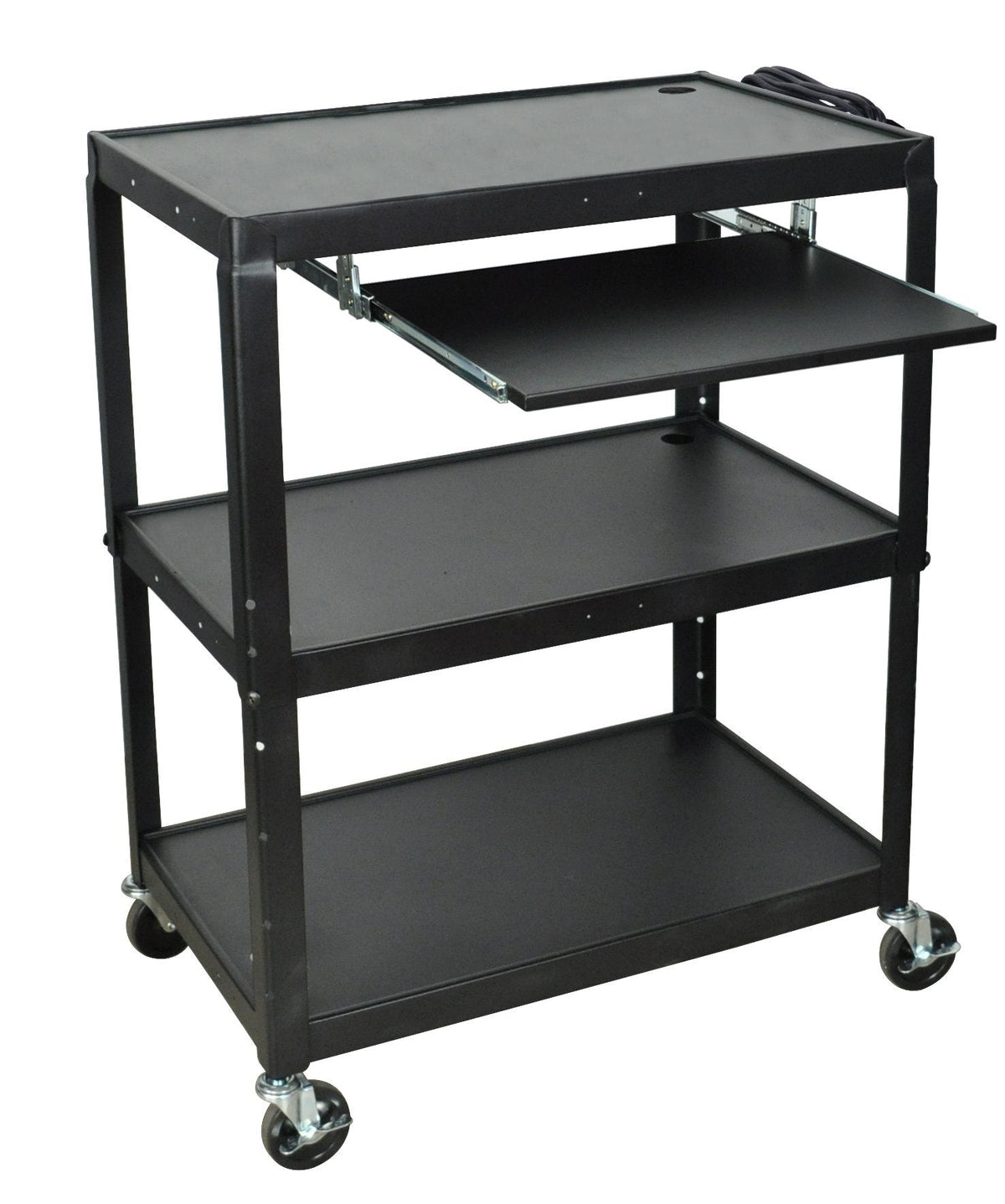 Luxor Extra Wide Steel Adjustable Height A/V Cart W/Pullout