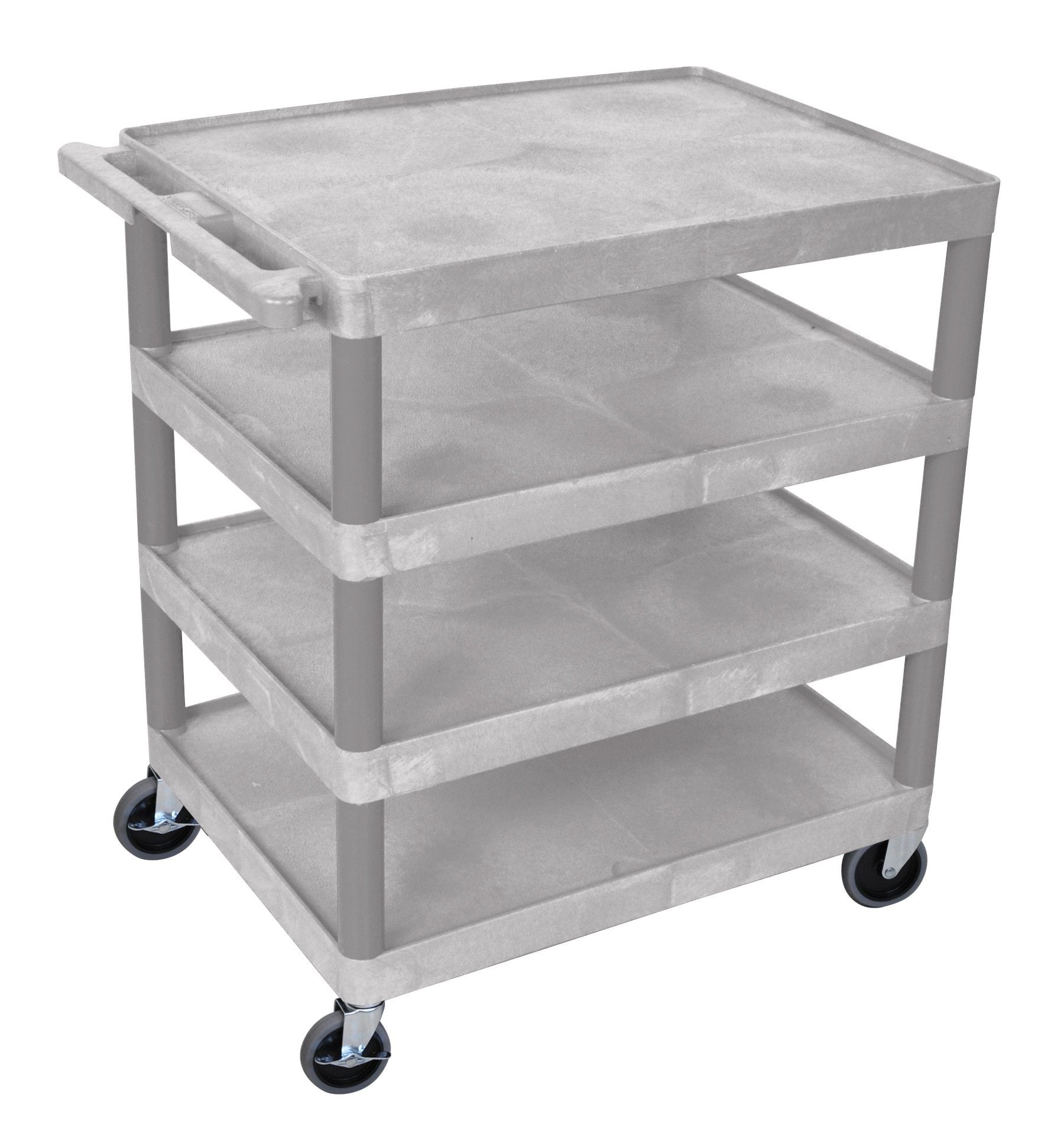 Luxor Four Flat Shelf Gray Utility Cart