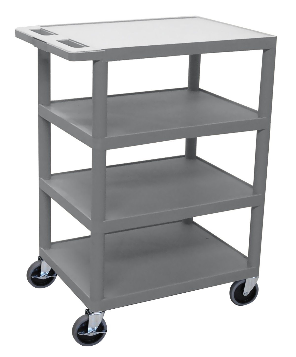 Luxor Four Flat Shelf Gray Utility Cart