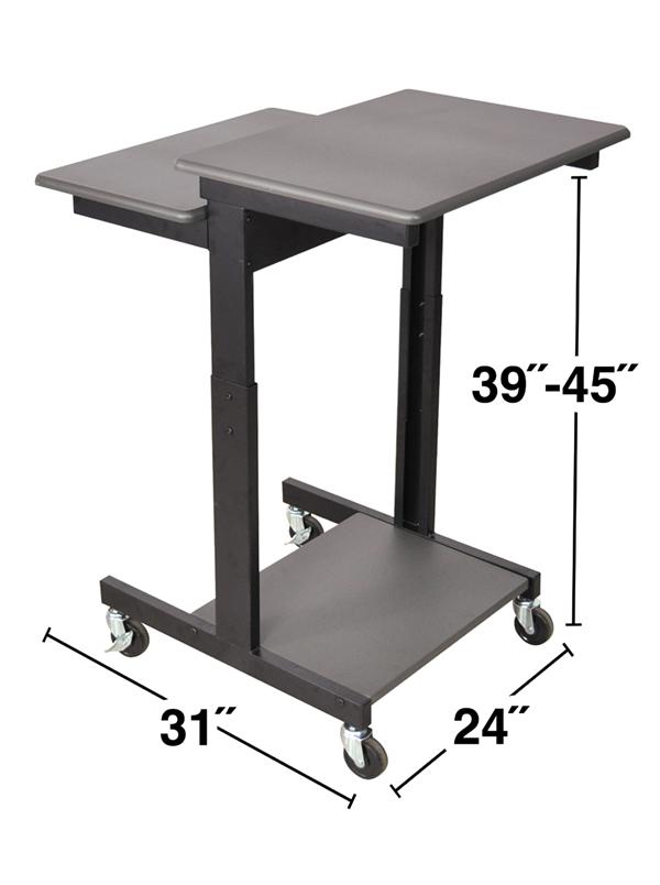 Luxor Gray 3 Shelf Adjustable Height Computer Workstation