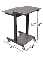 Luxor Gray 3 Shelf Adjustable Height Computer Workstation