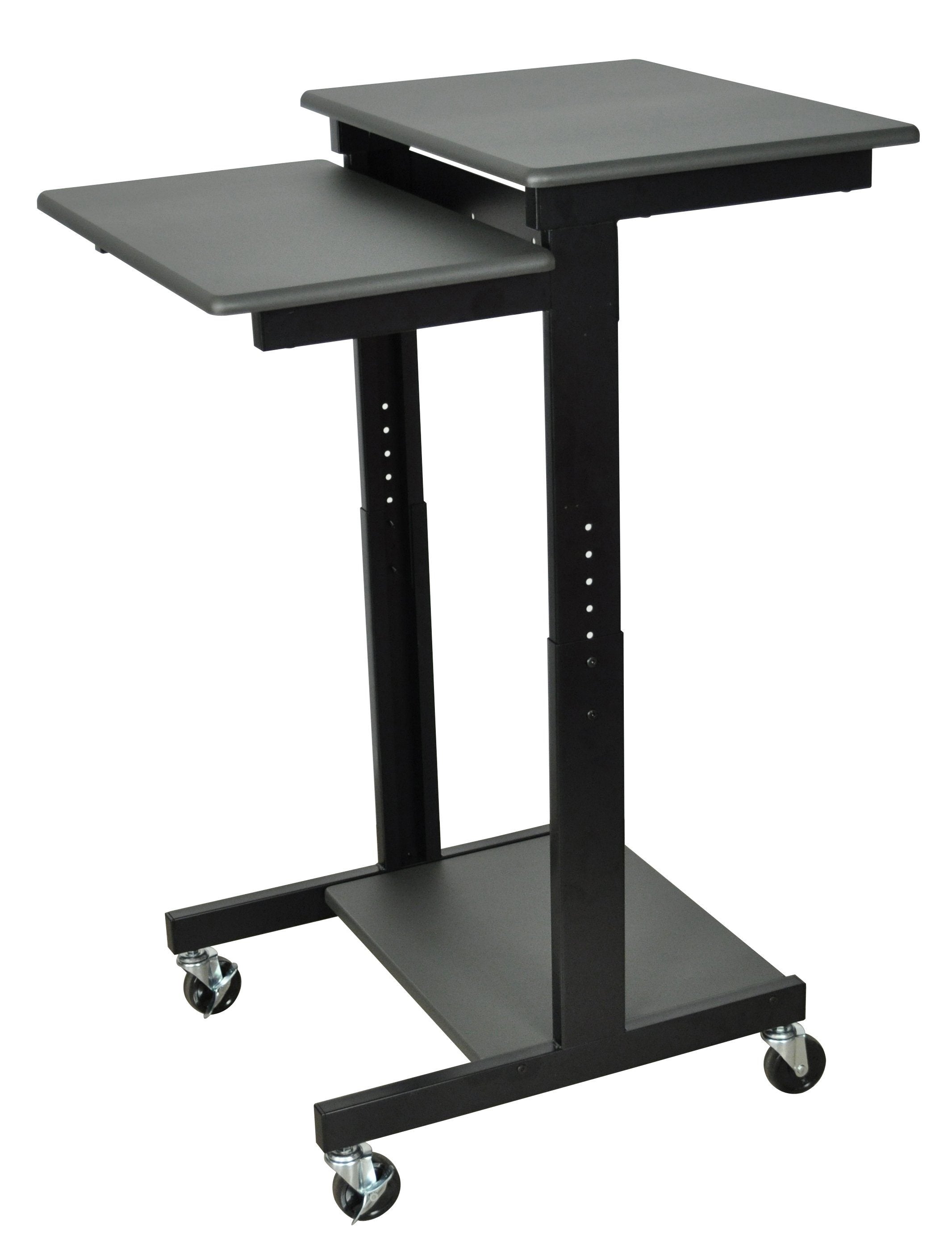 Luxor Gray 3 Shelf Adjustable Height Computer Workstation