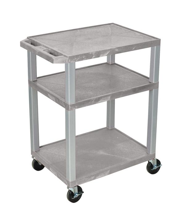 Luxor Gray 3 Shelf Specialty Utility Cart