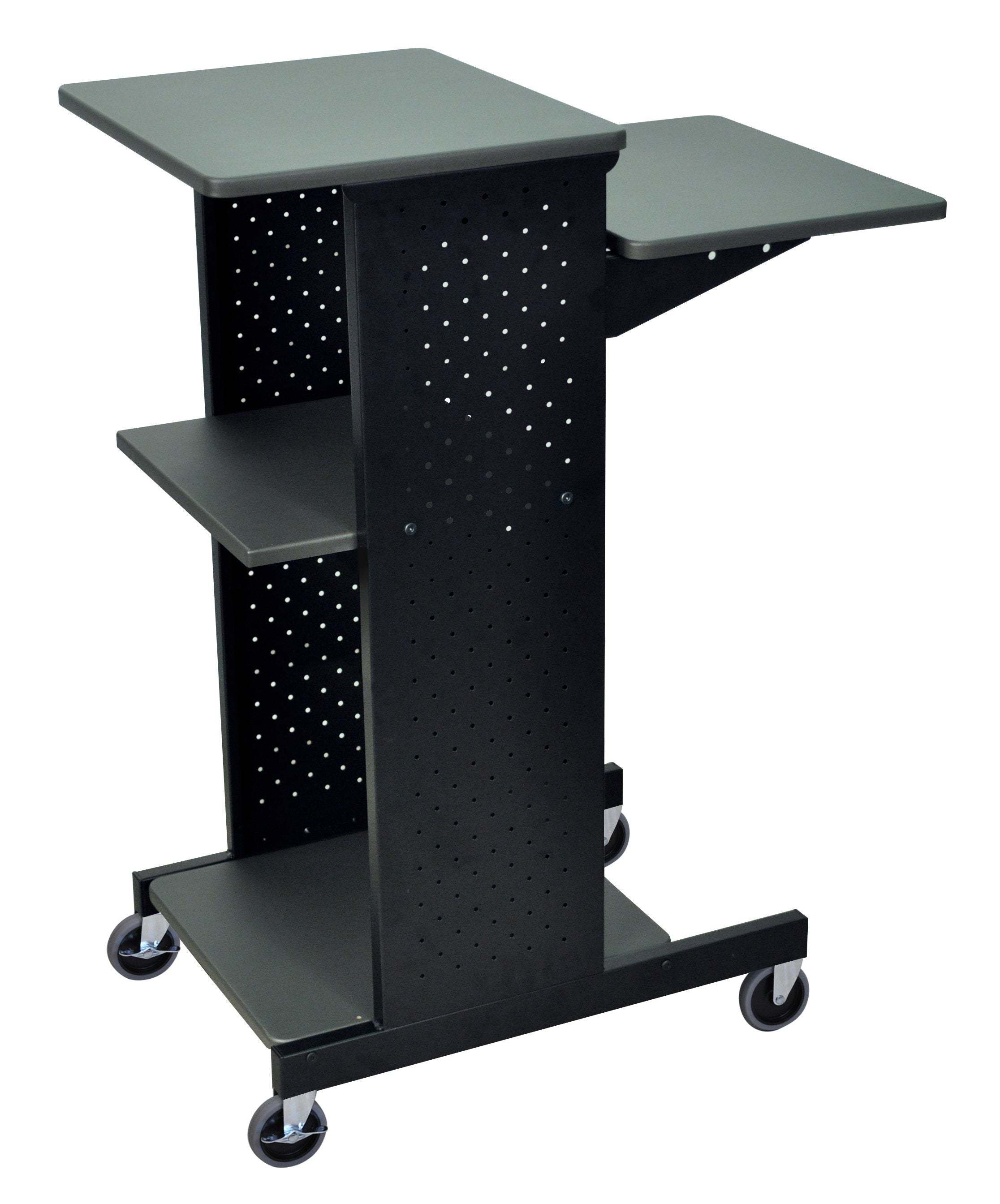 Luxor Gray 4 Shelf Mobile Presentation Station