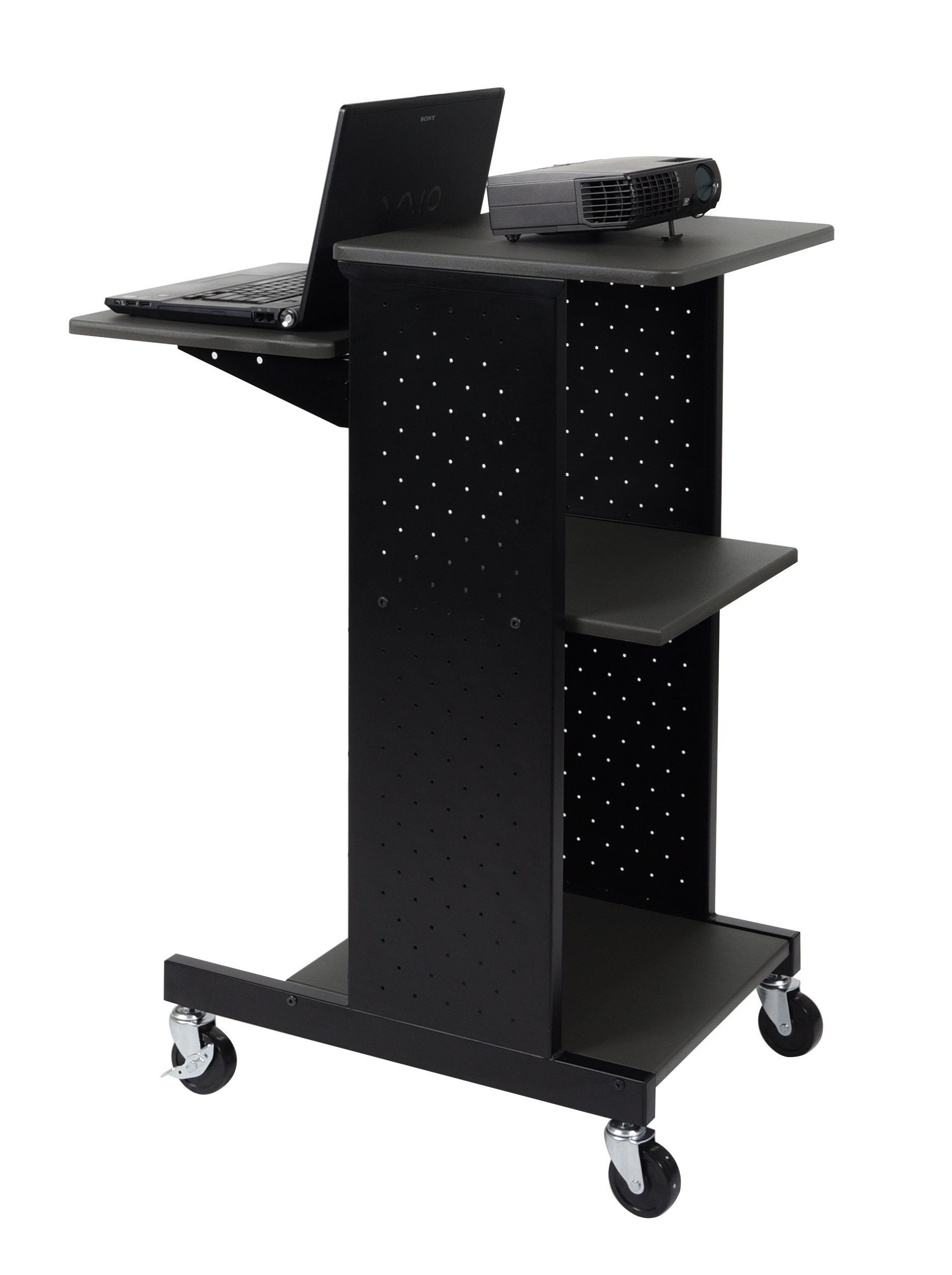 Luxor Gray 4 Shelf Mobile Presentation Station