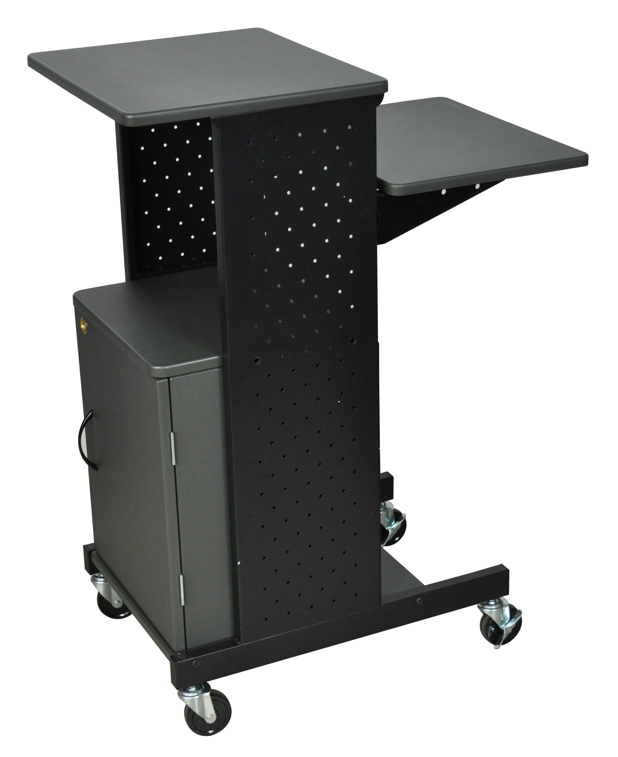 Luxor Gray 4 Shelf Mobile Presentation Station W/ Cabinet